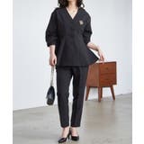 【2点セット】洗える 防シワＶネックペプラムトップステーパードパンツセットアップ | RANAN | 詳細画像2 