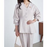 【2点セット】洗える 防シワＶネックペプラムトップステーパードパンツセットアップ | RANAN | 詳細画像20 