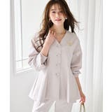 ライトベージュ | 【2点セット】洗える 防シワＶネックペプラムトップステーパードパンツセットアップ | RANAN