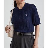 ネイビー | <U.S.P>半袖襟付きニット | RANAN