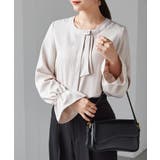 ベージュ | パール付きボウタイブラウス | RANAN