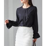 ブラック | パール付きボウタイブラウス | RANAN