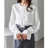 ホワイト | パール付きボウタイブラウス | RANAN