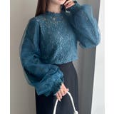 チュールドッキングフラワーレースキャンディースリーブブラウス | RANAN | 詳細画像18 