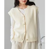 アイボリー | ＭＴ洗える！ゴールド調ボタンニットベスト | RANAN