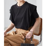 ブラック | ラッフルショルダーTシャツ | RANAN