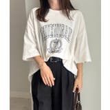 オフホワイト(バックロゴ) | 【選べるデザイン】ワンポイント刺繍/カレッジロゴ オーバーサイズTシャツ | RANAN