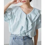 ミント | ビッグカラーフリルハーフスリーブブラウス | RANAN