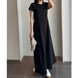 ブラック | 【M～LLサイズ展開】ウエストタックフレアワンピース | RANAN
