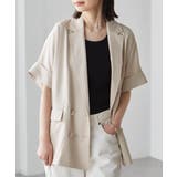 ベージュ | 麻調ダブルボタンハーフスリーブジャケット | RANAN