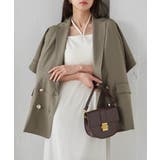 グレイッシュベージ | 麻調ダブルボタンハーフスリーブジャケット | RANAN