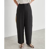 ブラック | 麻調素材カーブスラックス | RANAN