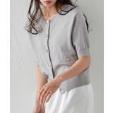 【洗える・ひんやり】ゴールド調ボタン5分袖ニットカーデ | RANAN | 詳細画像14 