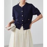 【洗える・ひんやり】ゴールド調ボタン5分袖ニットカーデ | RANAN | 詳細画像4 