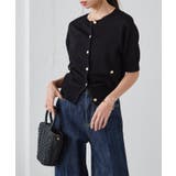 【洗える・ひんやり】ゴールド調ボタン5分袖ニットカーデ | RANAN | 詳細画像7 