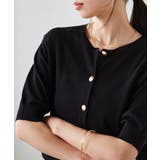 【洗える・ひんやり】ゴールド調ボタン5分袖ニットカーデ | RANAN | 詳細画像8 