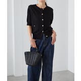 【洗える・ひんやり】ゴールド調ボタン5分袖ニットカーデ | RANAN | 詳細画像9 