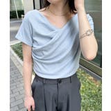 ブルー | ドレープリブTシャツ | RANAN