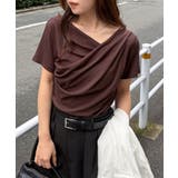 ダークブラウン | ドレープリブTシャツ | RANAN