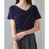 ネイビー | ドレープリブTシャツ | RANAN