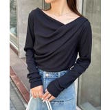 ブラック | ドレープオフショルリブロンＴ | RANAN
