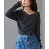 チャコールグレー | ドレープオフショルリブロンＴ | RANAN