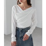 ホワイト | ドレープオフショルリブロンＴ | RANAN