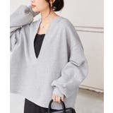 深Ｖネックロゴ刺繍スウェット | RANAN | 詳細画像4 