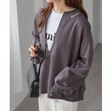 チャコール | 深Ｖネックロゴ刺繍スウェット | RANAN