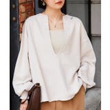 アイボリー | 深Ｖネックロゴ刺繍スウェット | RANAN