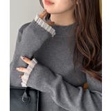 グレー | シアーフリルハイネックリブニット | RANAN