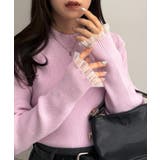 ピンク | シアーフリルハイネックリブニット | RANAN