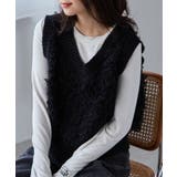 ブラック | ループフリンジニットベスト | RANAN