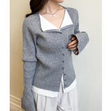 レイヤード配色ニットカーディガン | RANAN | 詳細画像1