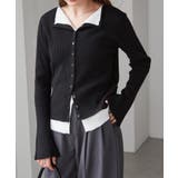 ブラック/オフホワイト | レイヤード配色ニットカーディガン | RANAN