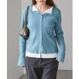 ブルー/オフホワイト | レイヤード配色ニットカーディガン | RANAN