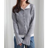 グレー/オフホワイト | レイヤード配色ニットカーディガン | RANAN