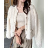 ゴールドボタンラメフェザーカーディガン | RANAN | 詳細画像1 