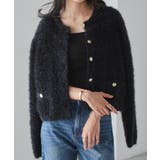 ブラック | ゴールドボタンラメフェザーカーディガン | RANAN