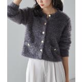 グレー | ゴールドボタンラメフェザーカーディガン | RANAN