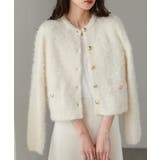 アイボリー | ゴールドボタンラメフェザーカーディガン | RANAN