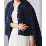 ネイビー | ゴールドボタンラメフェザーカーディガン | RANAN