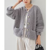 ライトグレー | ゴールド調ボタンループ編みニットジャケット | RANAN