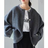 ゴールドボタン裏配色ニットカーディガン | RANAN | 詳細画像1 