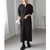 ブラック | 裏起毛ハーフジップワンピース | RANAN