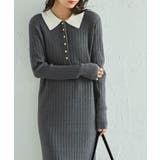 グレー | ポロカラーリブニットワンピース | RANAN