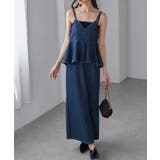 ネイビー | デニムペプラムキャミワンピース | RANAN