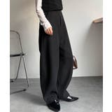 ブラック | フェイクウールバレルレッグカーブパンツ | RANAN