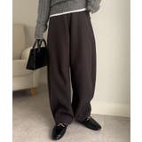 ダークブラウン | フェイクウールバレルレッグカーブパンツ | RANAN