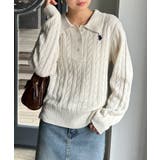 <U.S.P>刺繍長袖ケーブルポロニット | RANAN | 詳細画像13